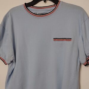 Men's Blue T-Shirt with Striped Details